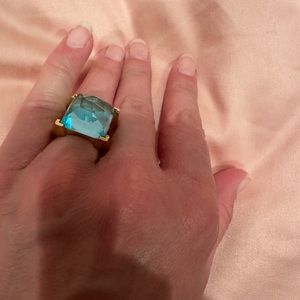 Dean Davidson plaza ring, gold, blue stone, size 6/7